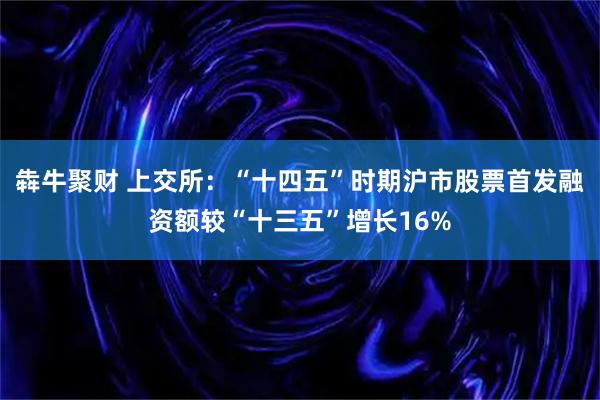 犇牛聚财 上交所：“十四五”时期沪市股票首发融资额较“十三五”增长16%